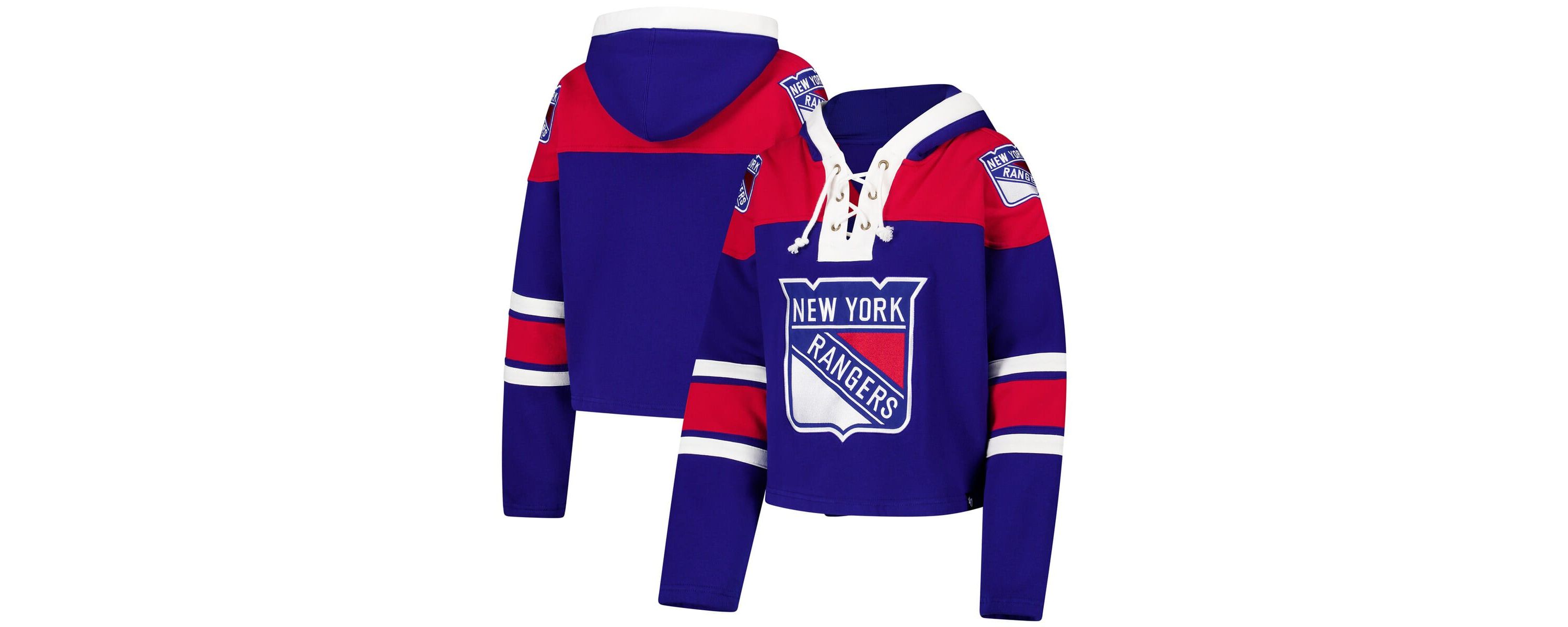 NHL New York Rangers Cropped Superior Lacer Pullover Hoodie