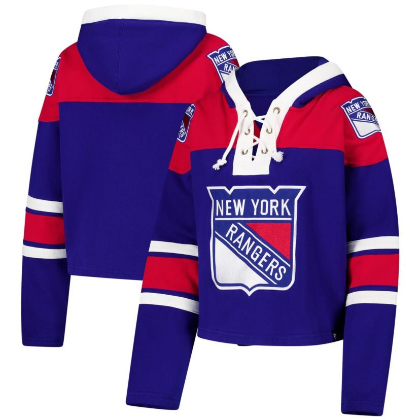 NHL New York Rangers Cropped Superior Lacer Pullover Hoodie