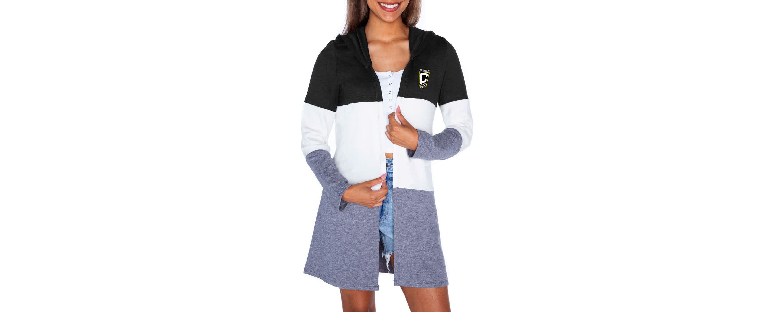 MLS Columbus Crew Offside Hustle Colorblock Tri-Blend Hooded Cardigan