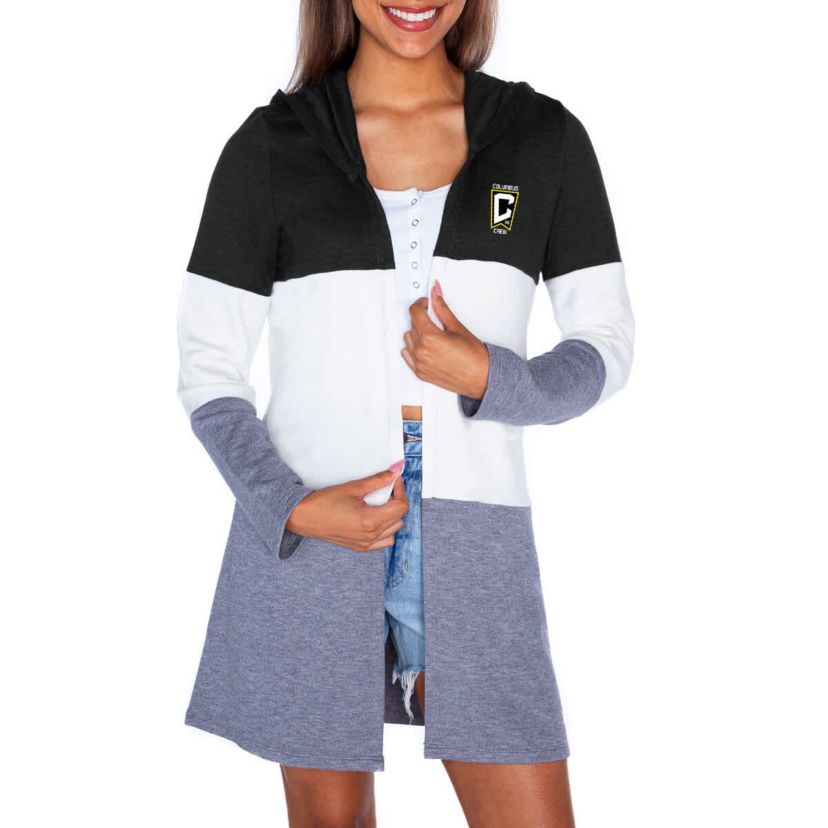 MLS Columbus Crew Offside Hustle Colorblock Tri-Blend Hooded Cardigan