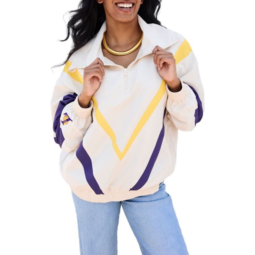 NBA Los Angeles Lakers Retro Chevron Ripstop Quarter-Zip Windbreaker Jacket