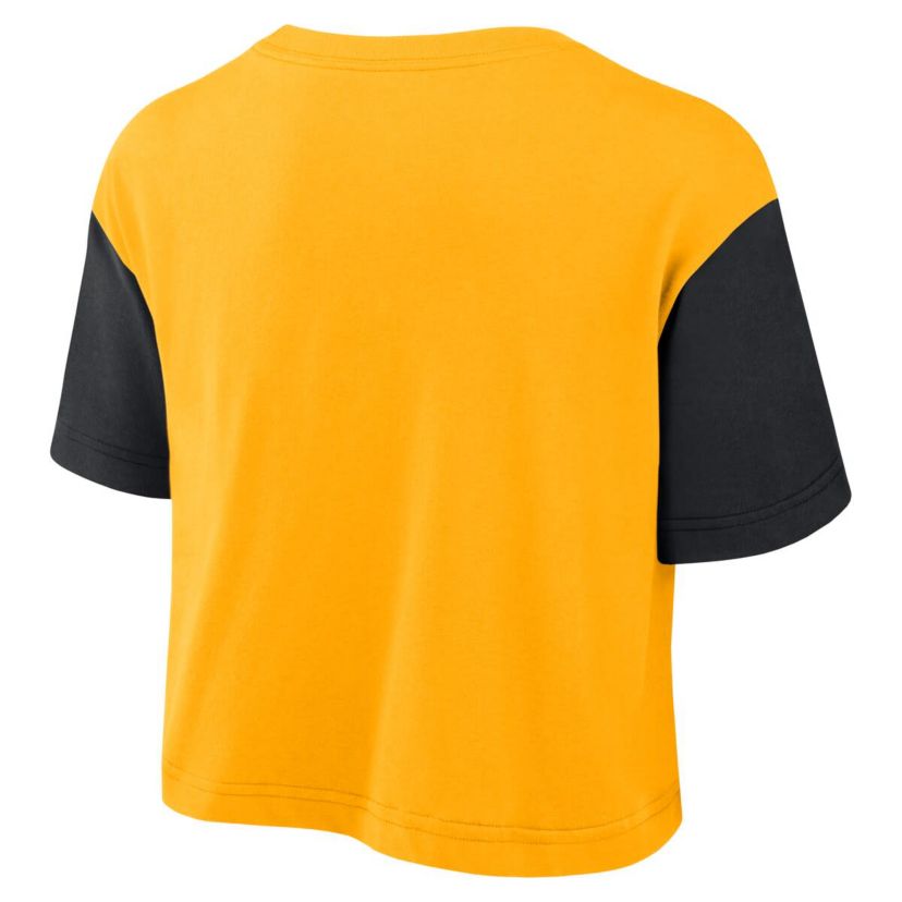 NCAA Nike Iowa Hawkeyes Color-Block Script Dri-FIT Cropped T-Shirt