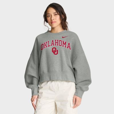 NCAA Nike Oklahoma Sooners Oversized Phoenix Arch Pullover Sweatshirt, Gray, XL