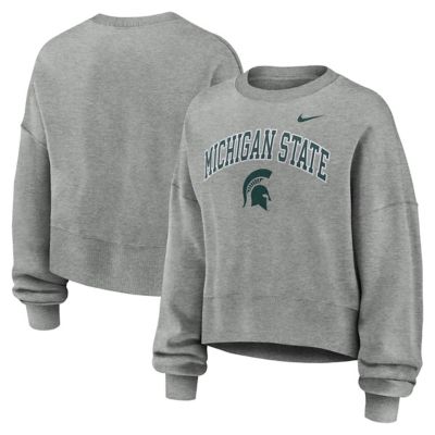 Women's NCAA Nike Michigan State Spartans Oversized Phoenix Arch Pullover Sweatshirt, Gray, 2XL