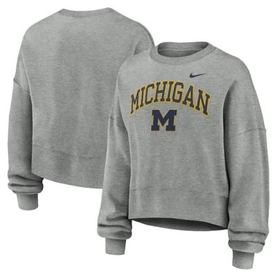 NCAA Nike Michigan Wolverines Oversized Phoenix Arch Pullover Sweatshirt, Gray, 2XL