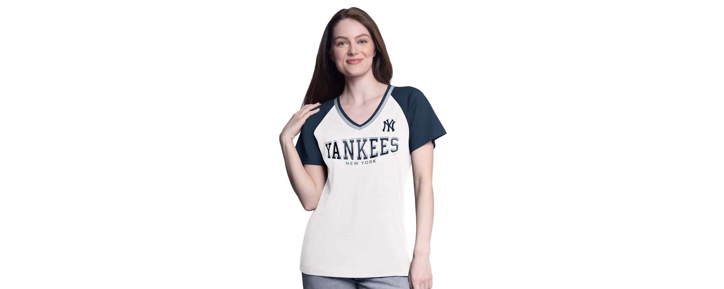 MLB New York Yankees Ball Park Raglan V-Neck T-Shirt