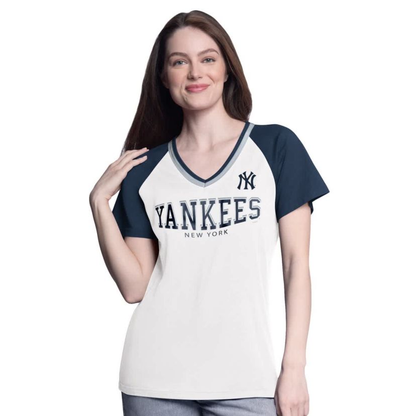 MLB New York Yankees Ball Park Raglan V-Neck T-Shirt