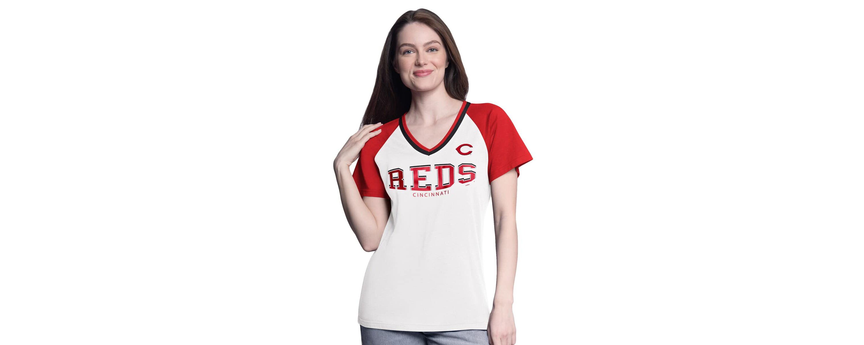 MLB Cincinnati Reds Ball Park Raglan V-Neck T-Shirt