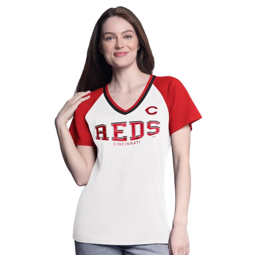 MLB Cincinnati Reds Ball Park Raglan V-Neck T-Shirt