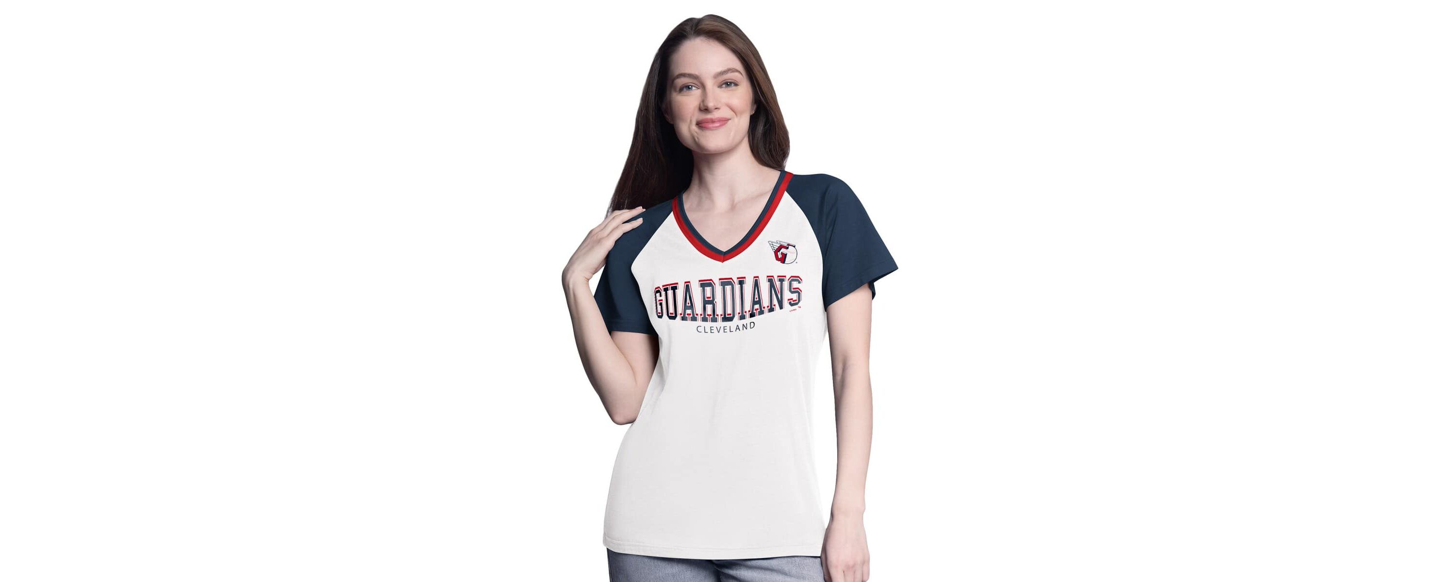 MLB Cleveland Guardians Ball Park Raglan V-Neck T-Shirt
