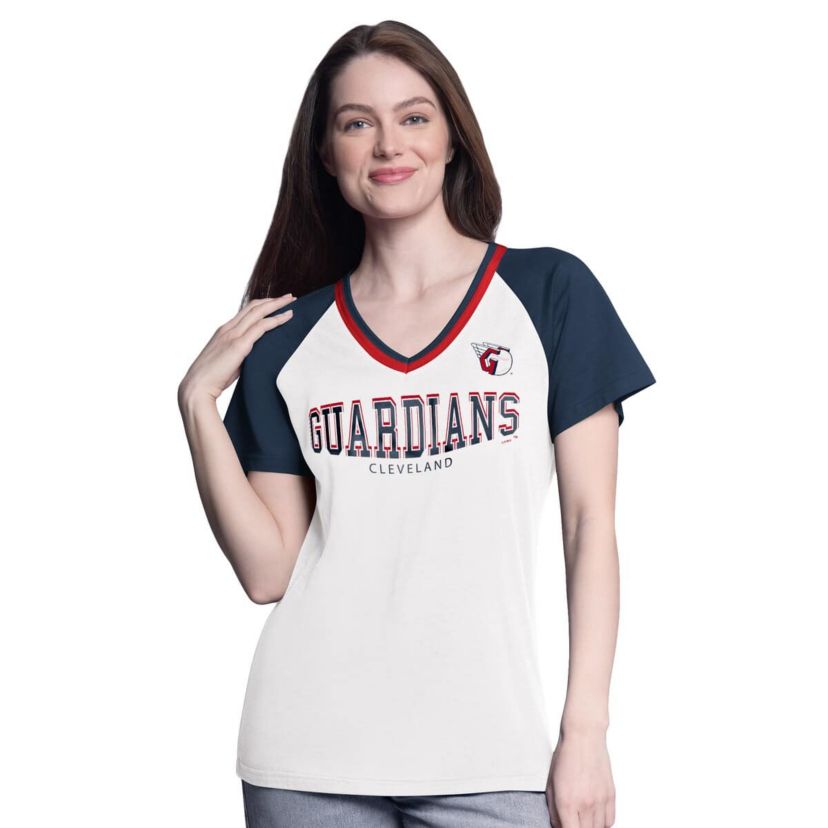 MLB Cleveland Guardians Ball Park Raglan V-Neck T-Shirt