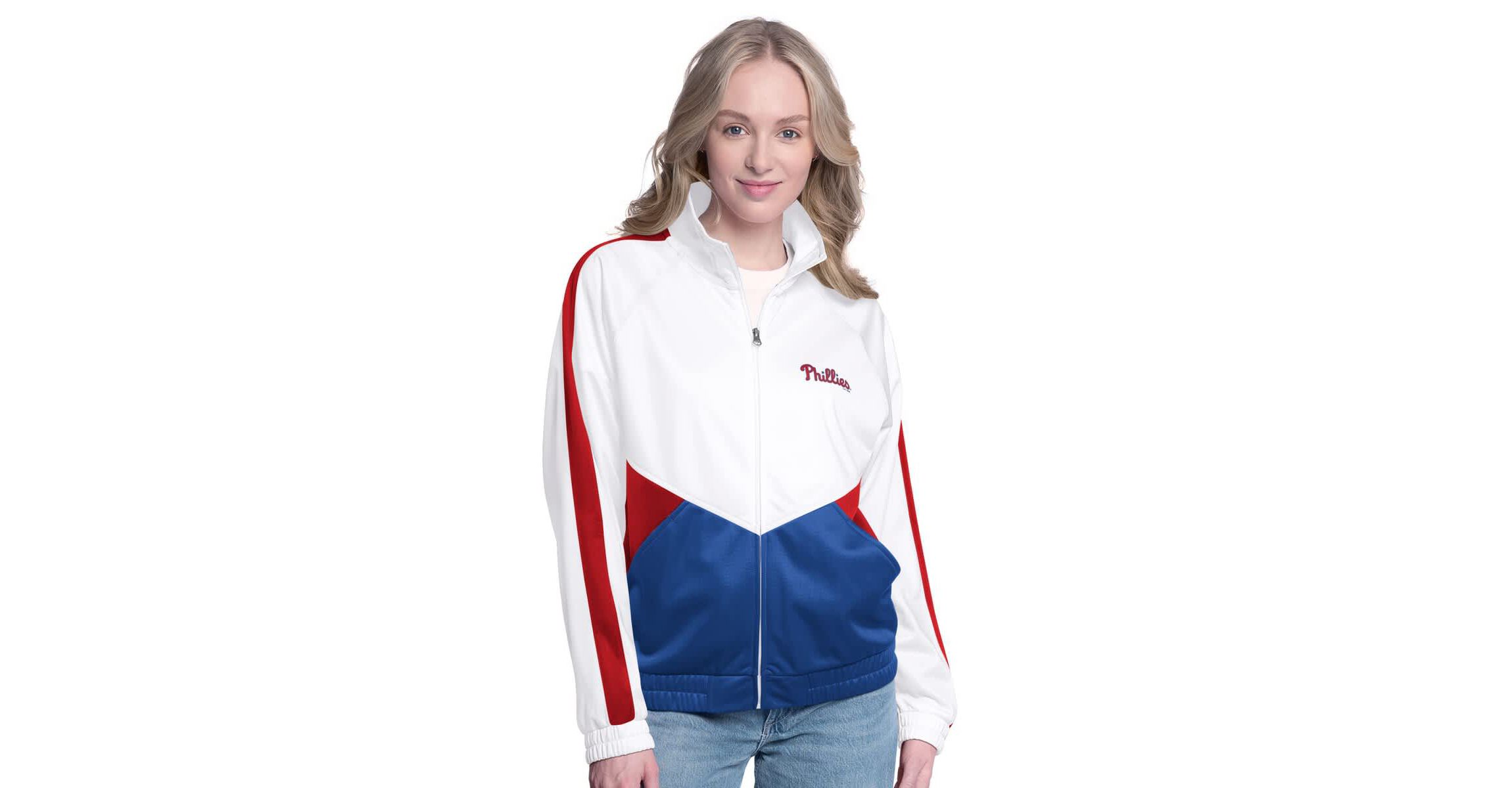 MLB White/Red Philadelphia Phillies Rally Rhinestone Raglan Full-Zip Track Jacket