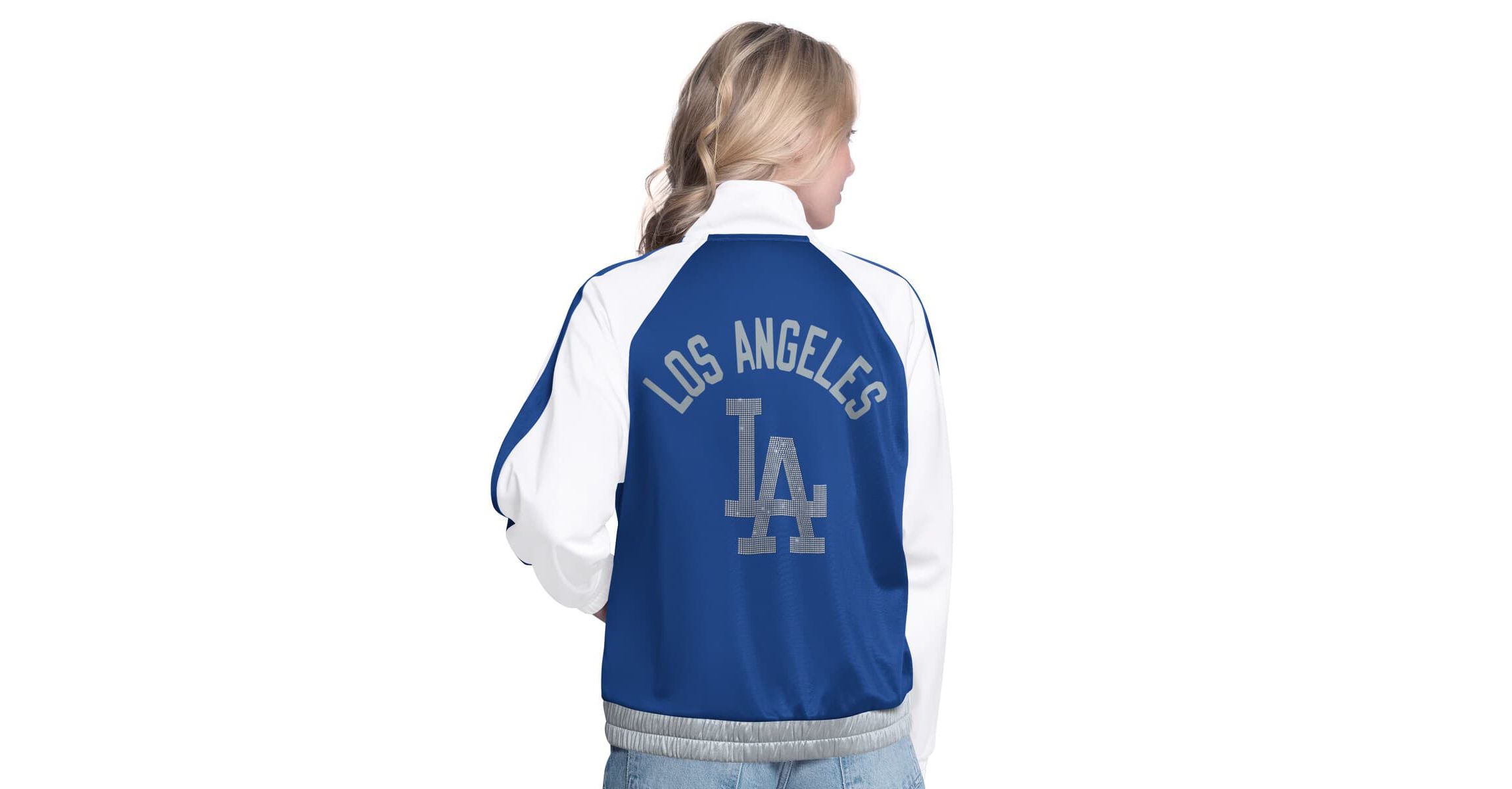 MLB White/Royal Los Angeles Dodgers Rally Rhinestone Raglan Full-Zip Track Jacket