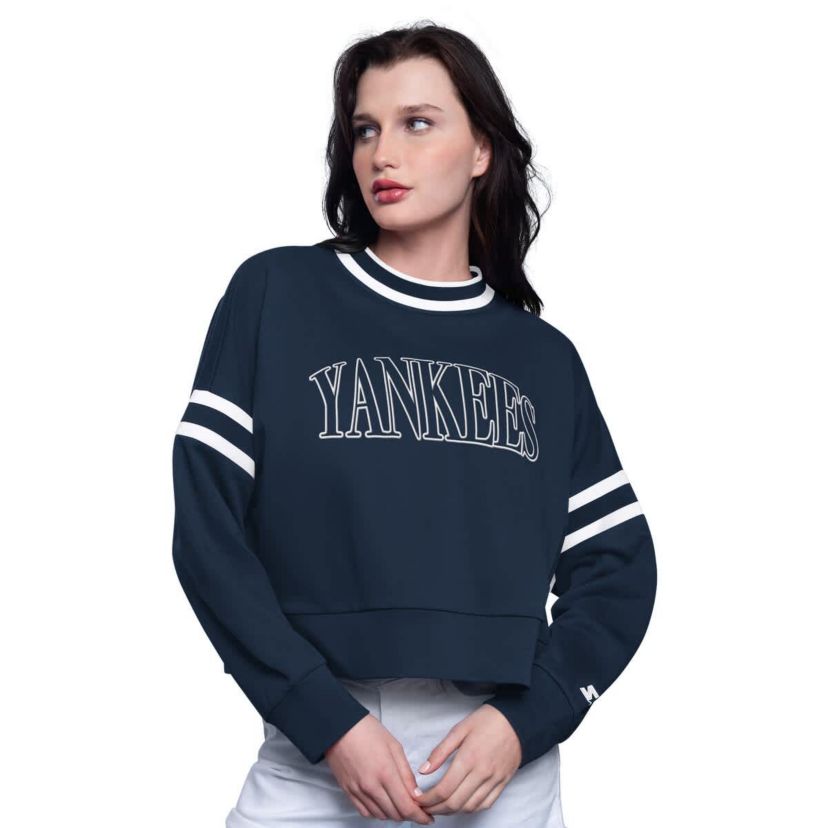 MLB New York Yankees Power Play Cropped Pullover Sweatshirt