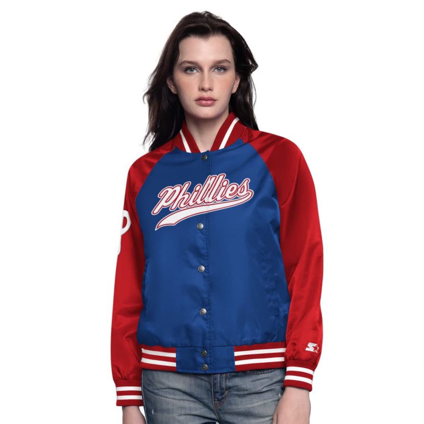 MLB Royal/Red Philadelphia Phillies Home Run Full-Snap Varsity Jacket
