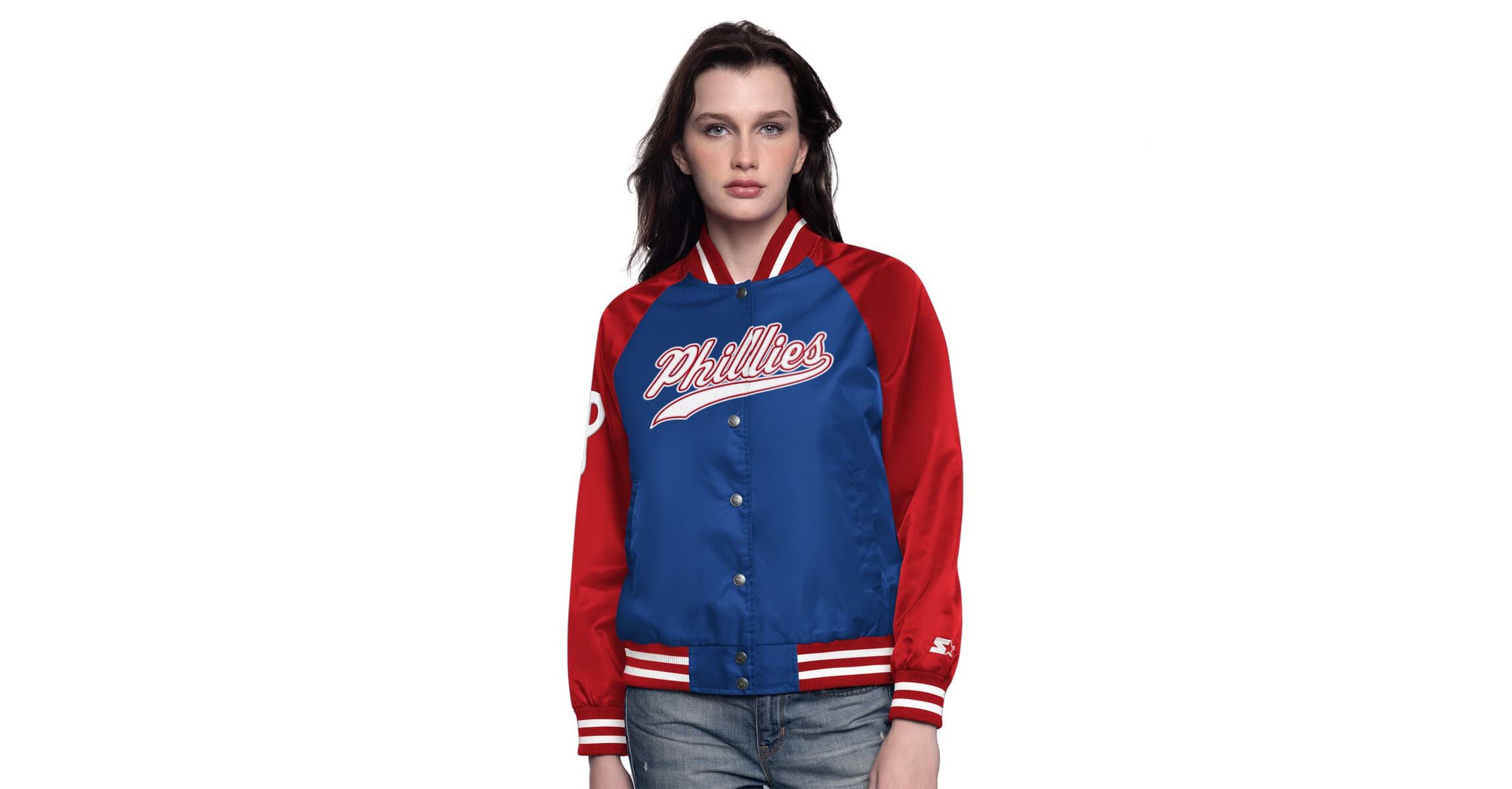 MLB Royal/Red Philadelphia Phillies Home Run Full-Snap Varsity Jacket