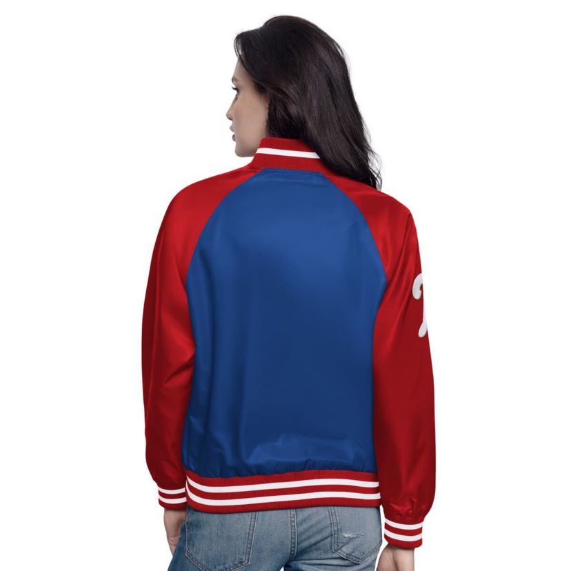 MLB Royal/Red Philadelphia Phillies Home Run Full-Snap Varsity Jacket