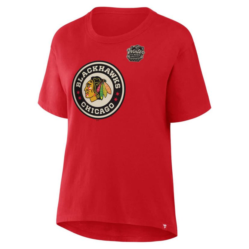 NHL Fanatics Athletic Chicago Blackhawks 2025 Winter Classic Primary Logo T-Shirt