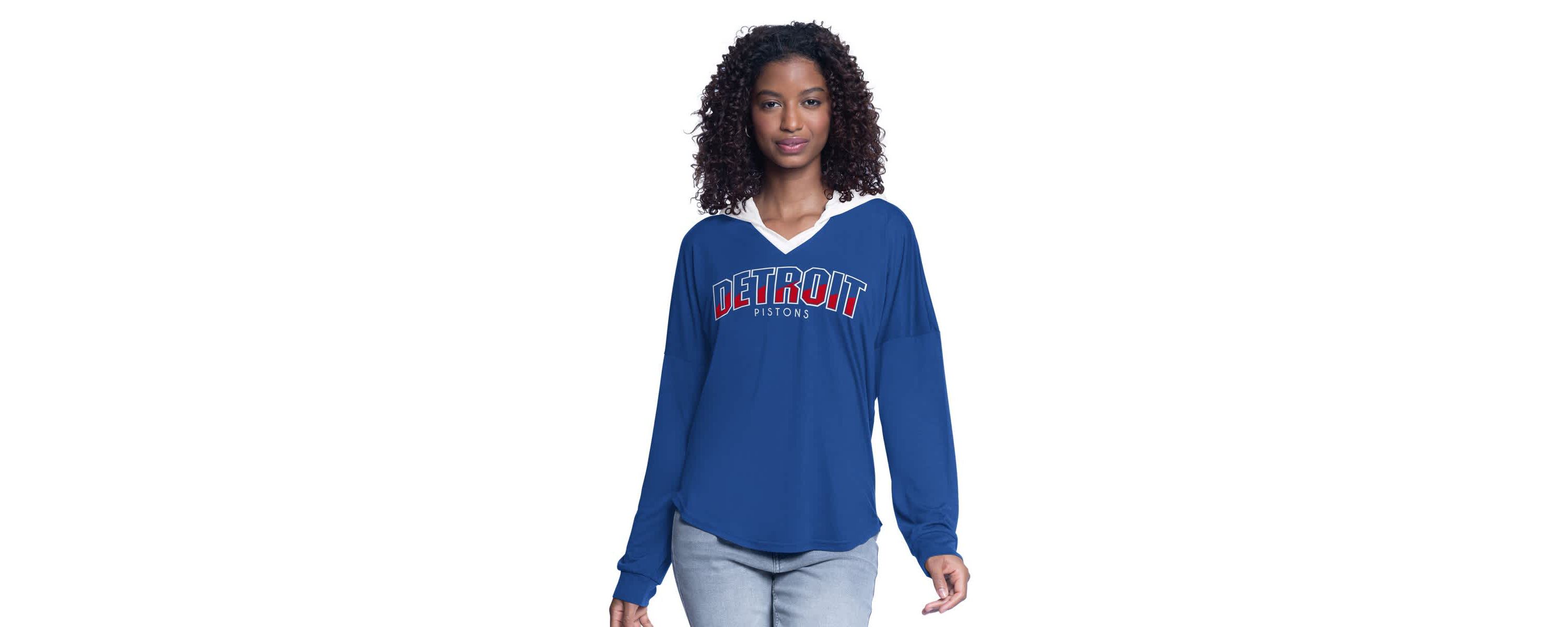 NBA Detroit Pistons Bench Player Oversized Long Sleeve Hooded Top