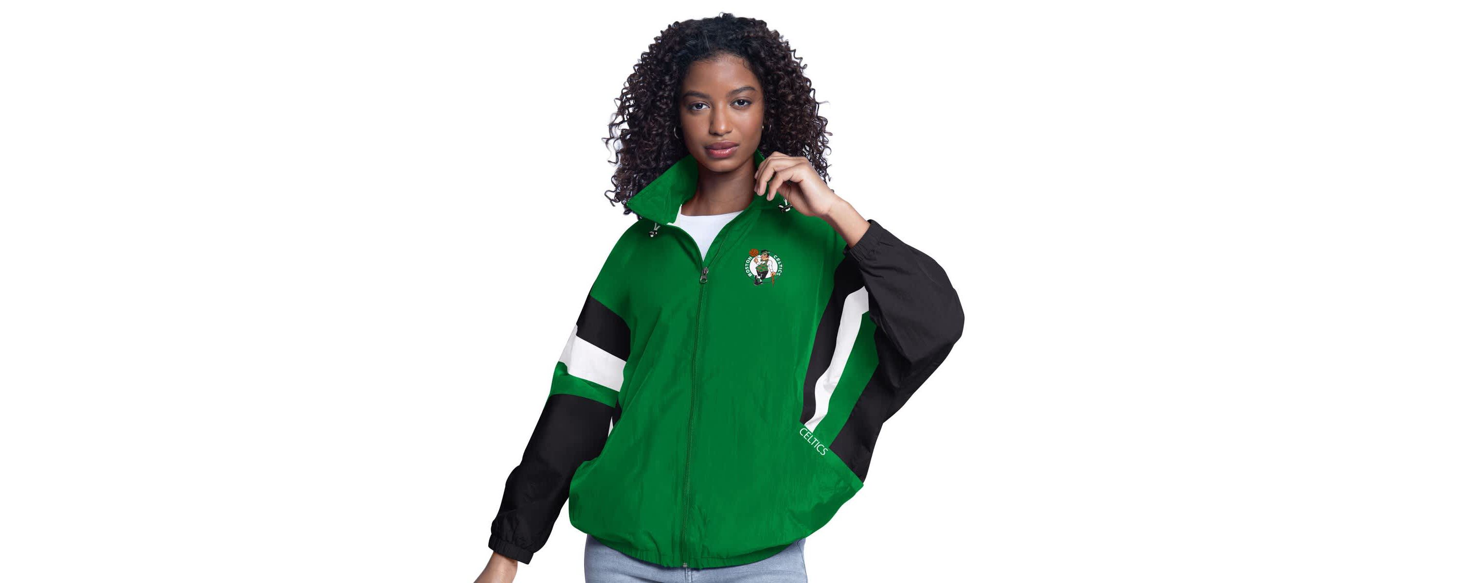 NBA Kelly Green/Black Boston Celtics Game News Oversized Full-Zip Hoodie Jacket