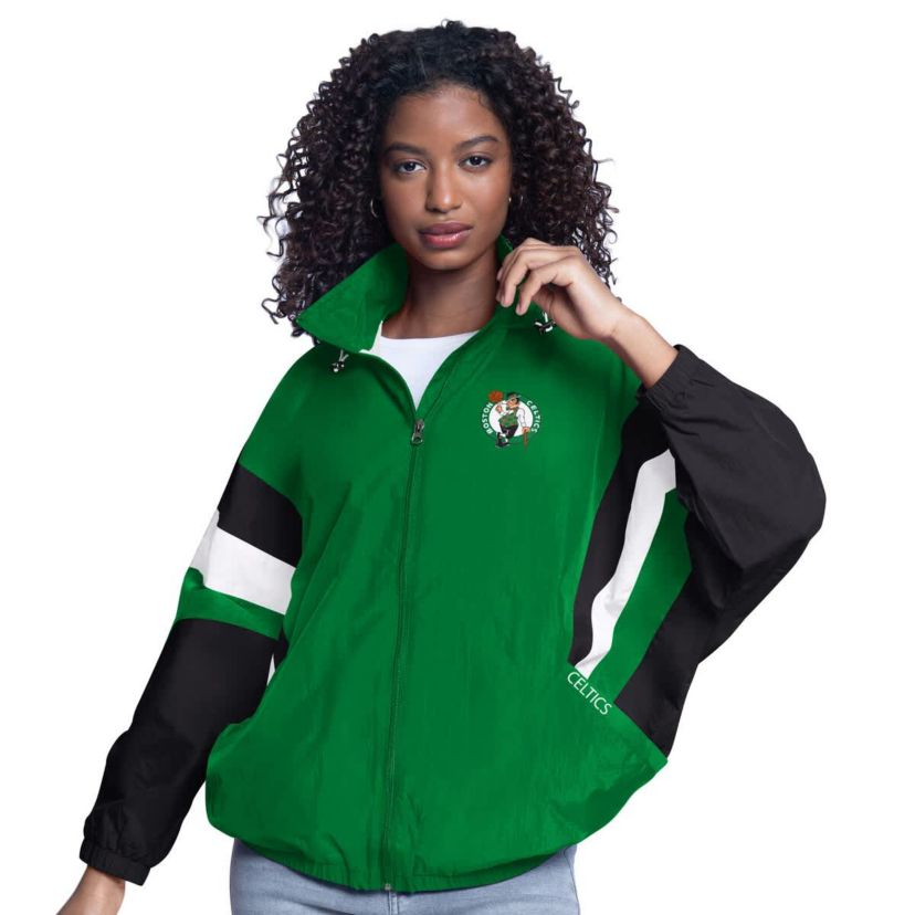 NBA Kelly Green/Black Boston Celtics Game News Oversized Full-Zip Hoodie Jacket