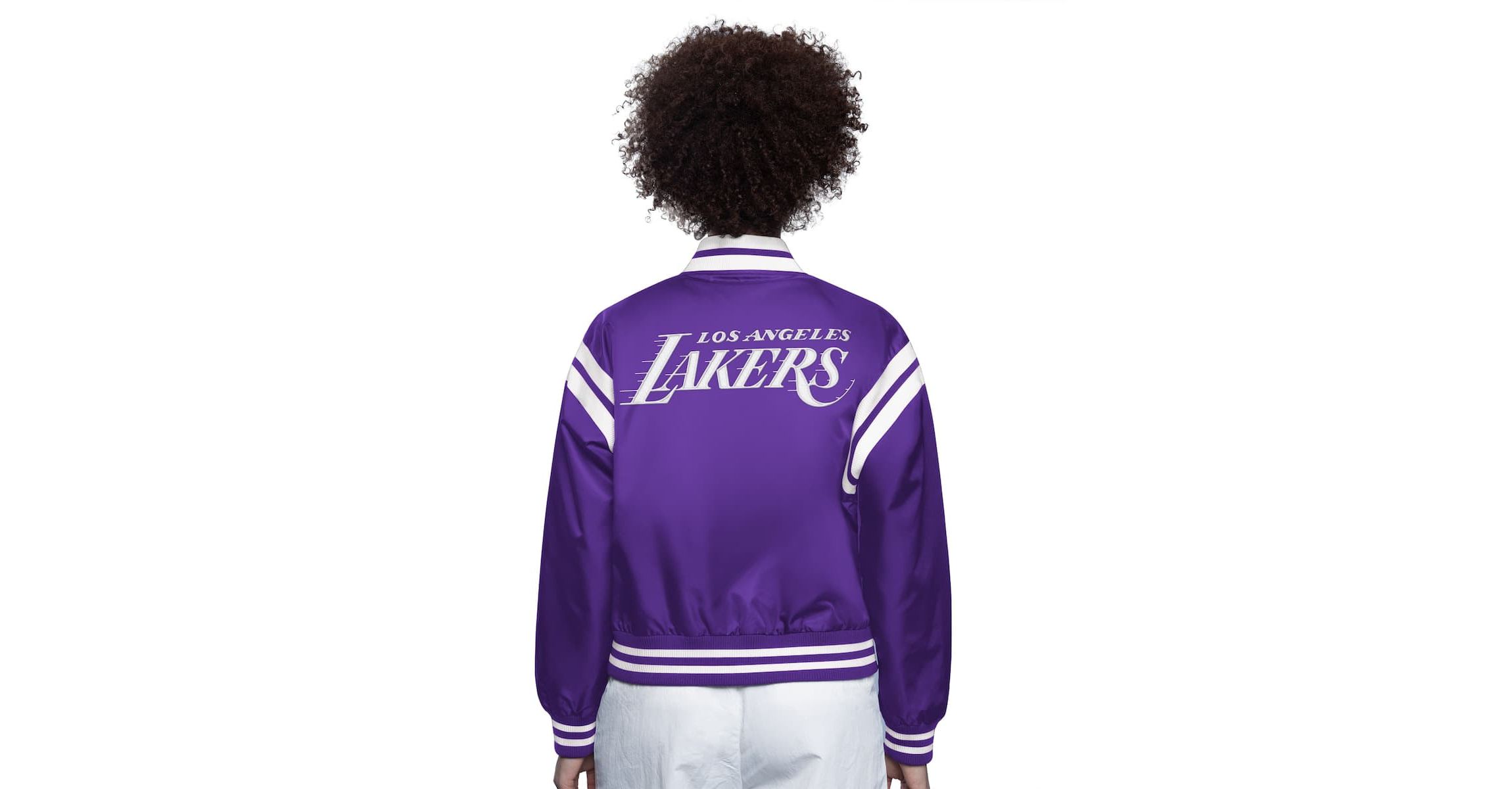 NBA Purple/White Los Angeles Lakers Full Count Satin Full-Snap Varsity Jacket