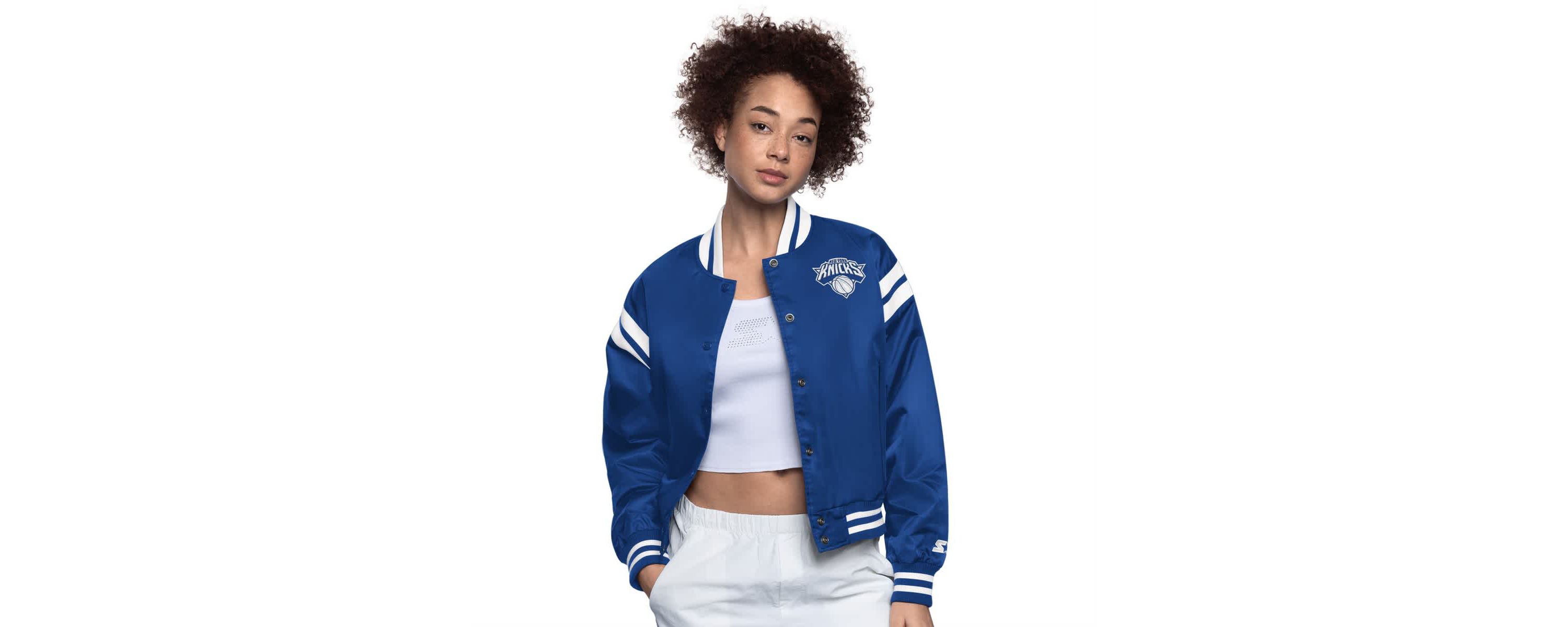 NBA New York Knicks Full Count Satin Full-Snap Varsity Jacket