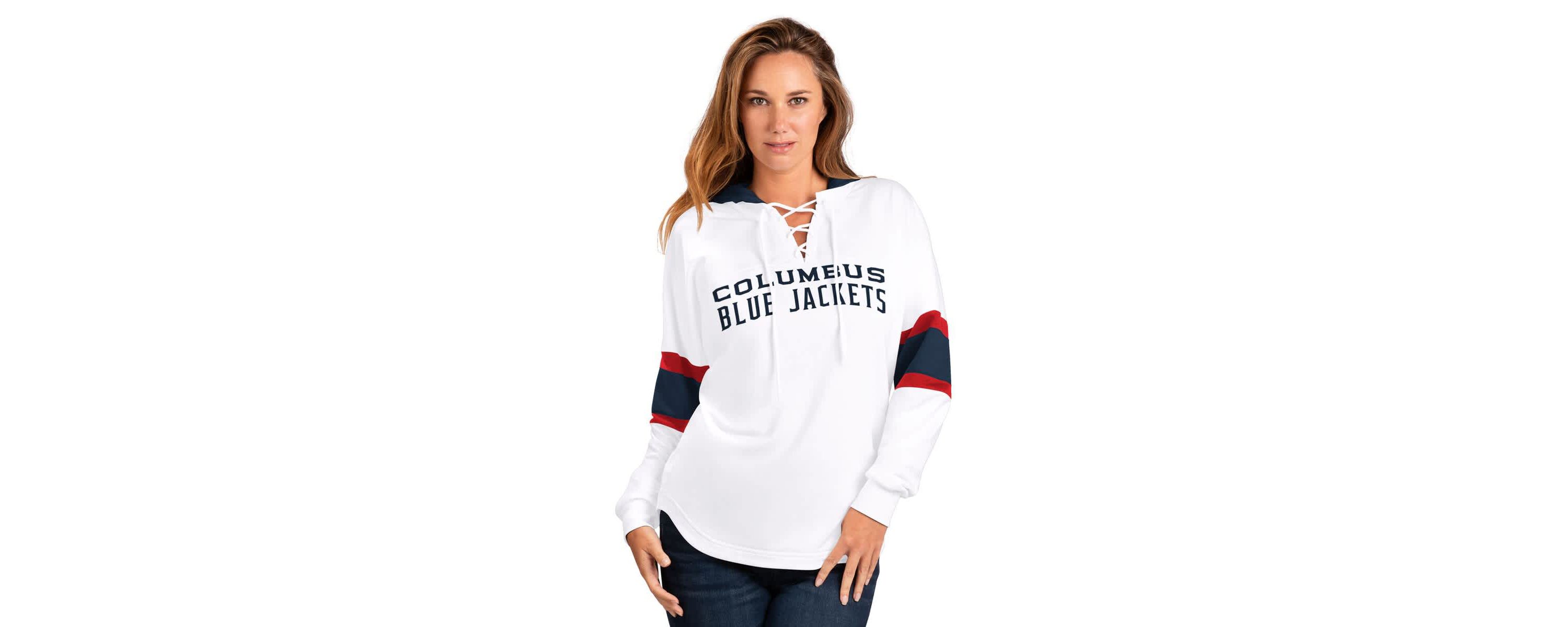 NHL Columbus Jackets Goal Zone Long Sleeve Lace-Up Hoodie T-Shirt