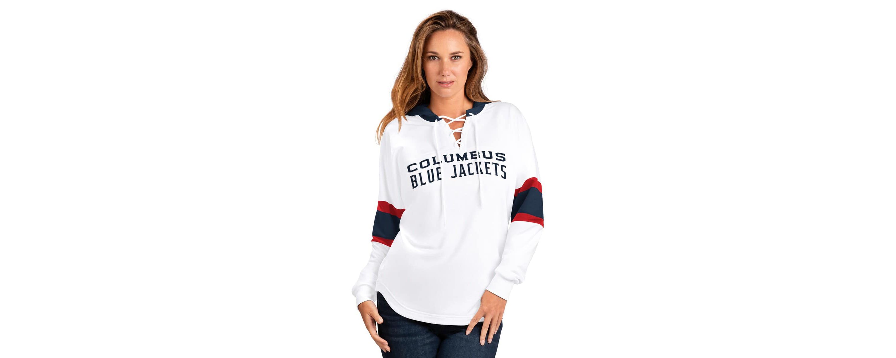NHL Columbus Jackets Goal Zone Long Sleeve Lace-Up Hoodie T-Shirt