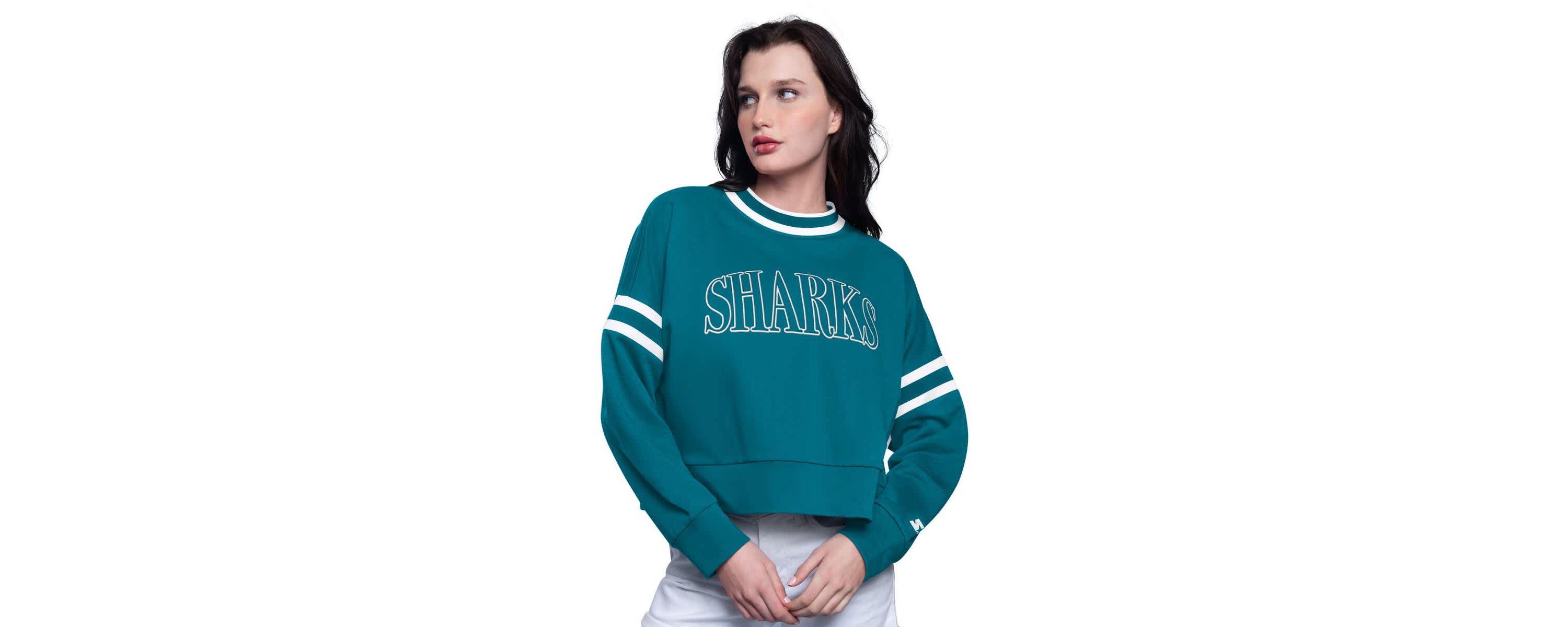 NHL San Jose Sharks Power Play Cropped Pullover Sweatshirt