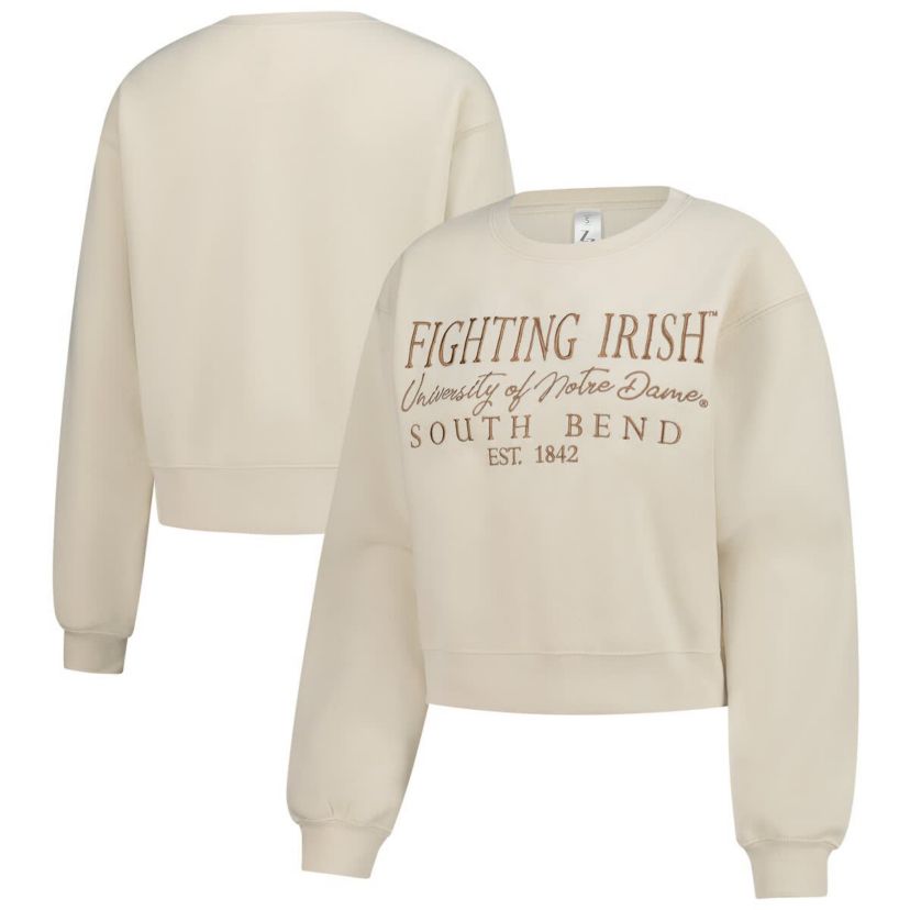 NCAA Sand Notre Dame Fighting Irish Cropped Crewneck Sweatshirt