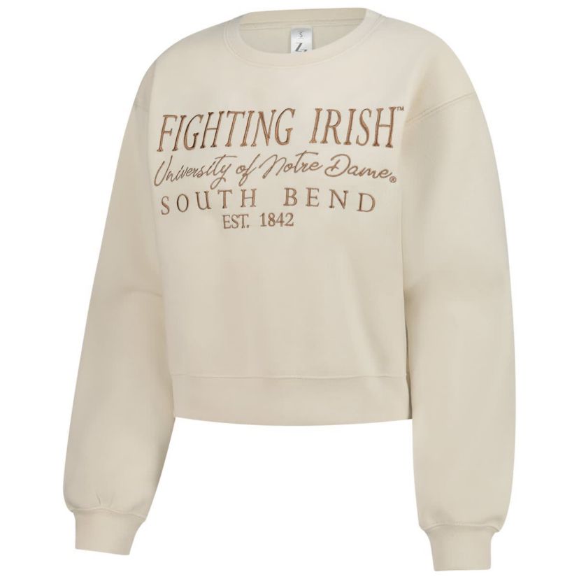 NCAA Sand Notre Dame Fighting Irish Cropped Crewneck Sweatshirt