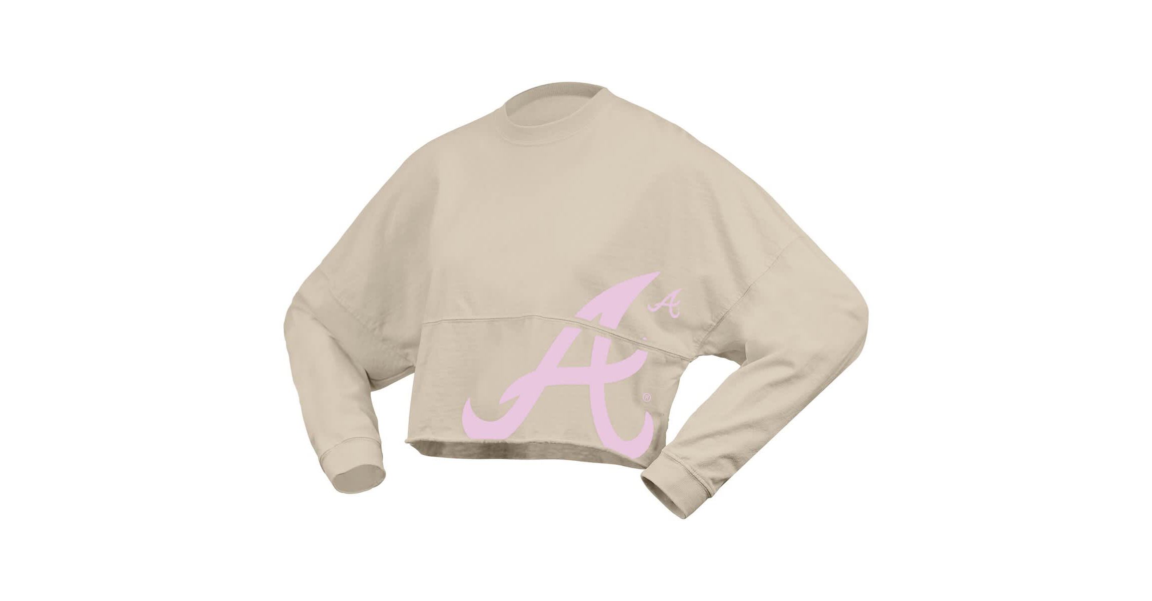 MLB Fanatics Atlanta Braves Floral Preppy Cropped Long Sleeve T-Shirt