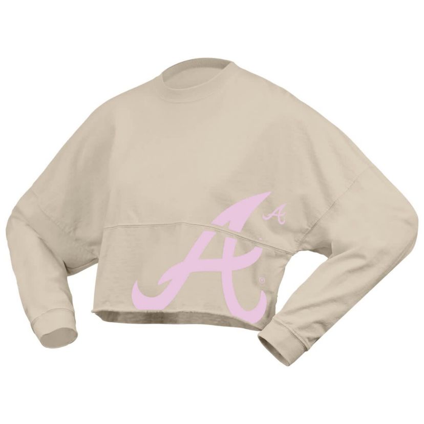 MLB Fanatics Atlanta Braves Floral Preppy Cropped Long Sleeve T-Shirt