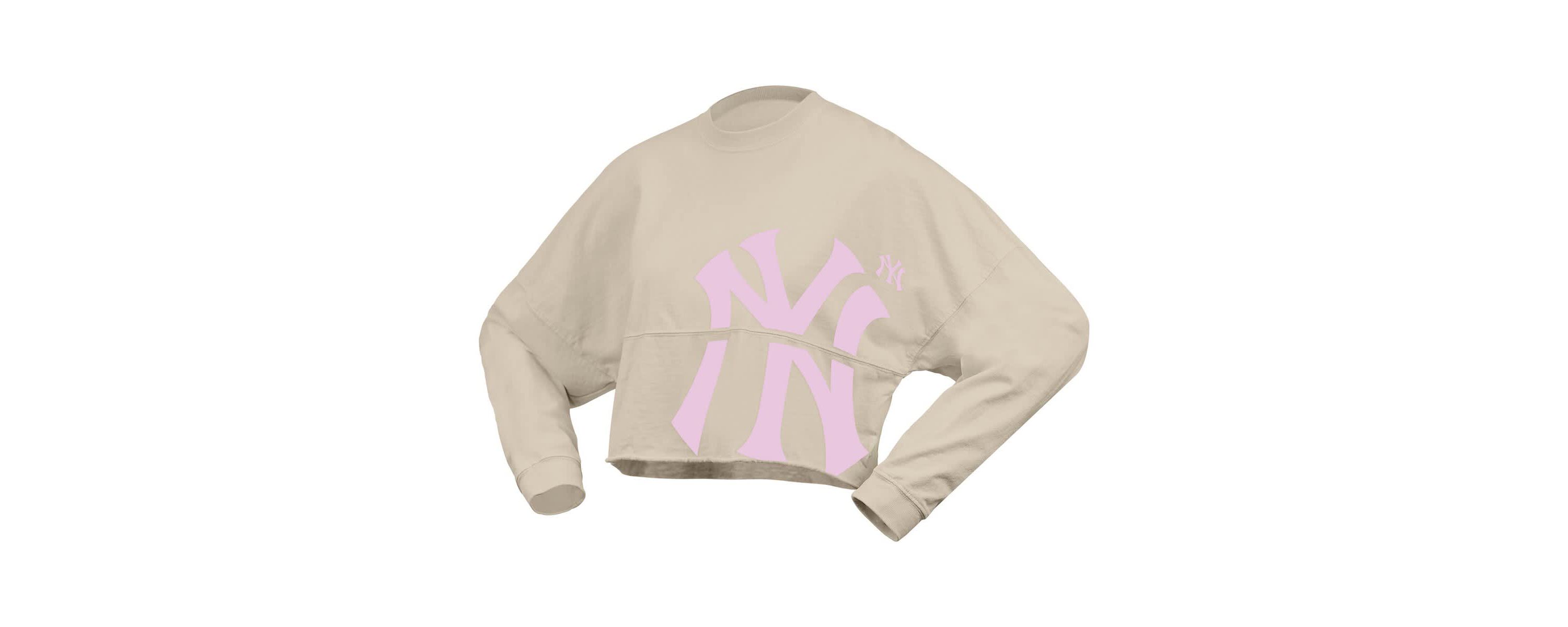 MLB Fanatics New York Yankees Floral Preppy Cropped Long Sleeve T-Shirt
