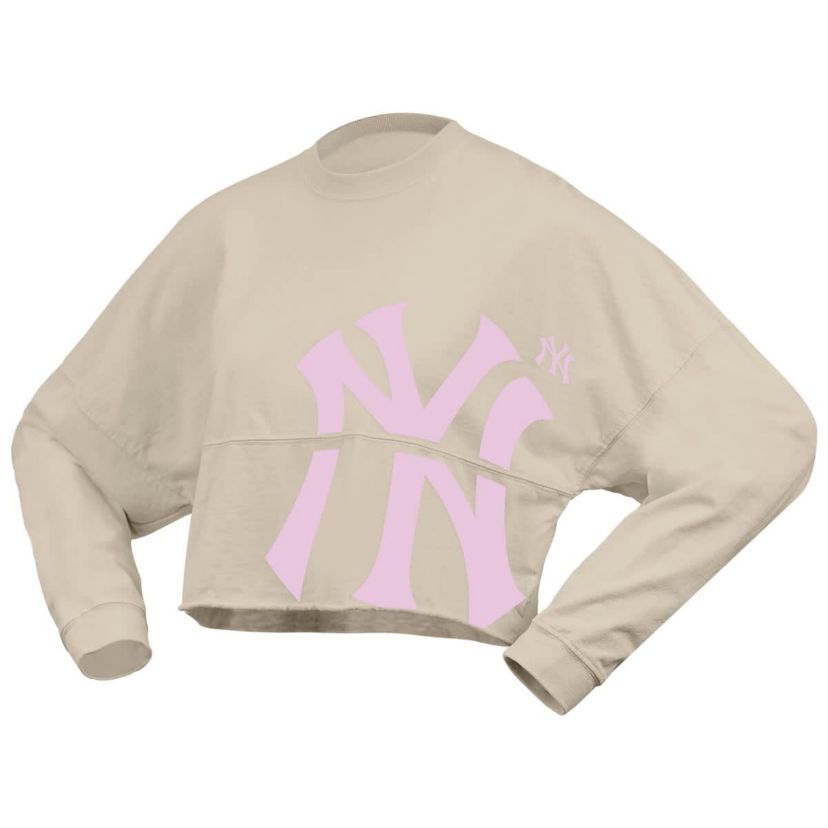 MLB Fanatics New York Yankees Floral Preppy Cropped Long Sleeve T-Shirt