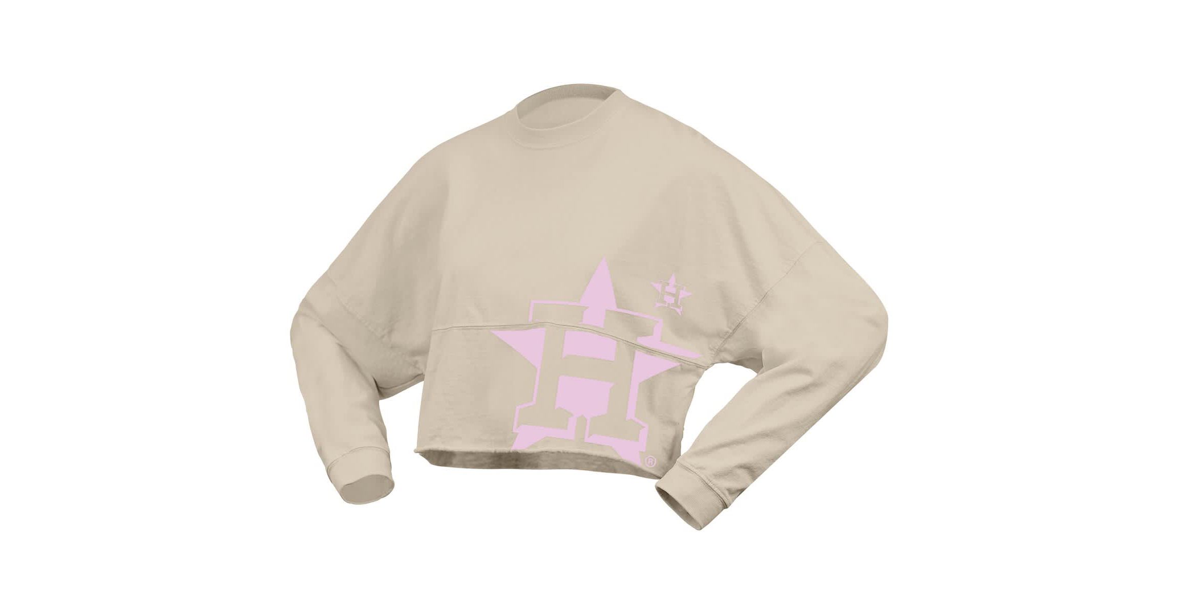 MLB Fanatics Houston Astros Floral Preppy Cropped Long Sleeve T-Shirt