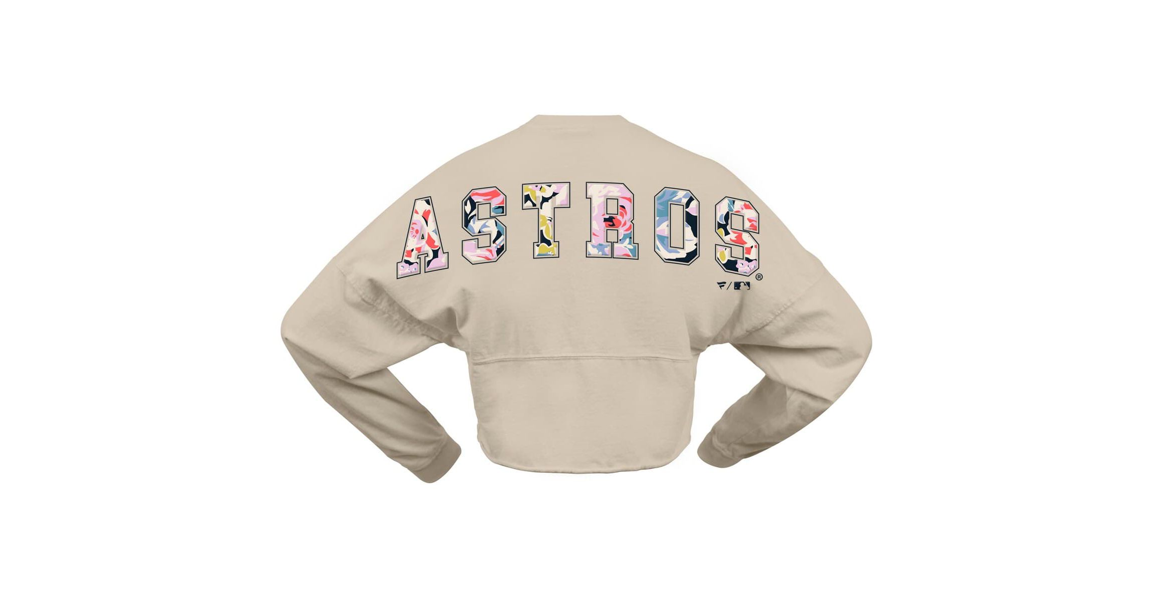 MLB Fanatics Houston Astros Floral Preppy Cropped Long Sleeve T-Shirt