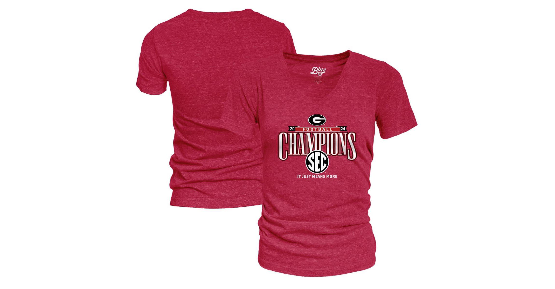 NCAA Georgia Bulldogs 2024 SEC Football Conference s Locker Room V-Neck T-Shirt