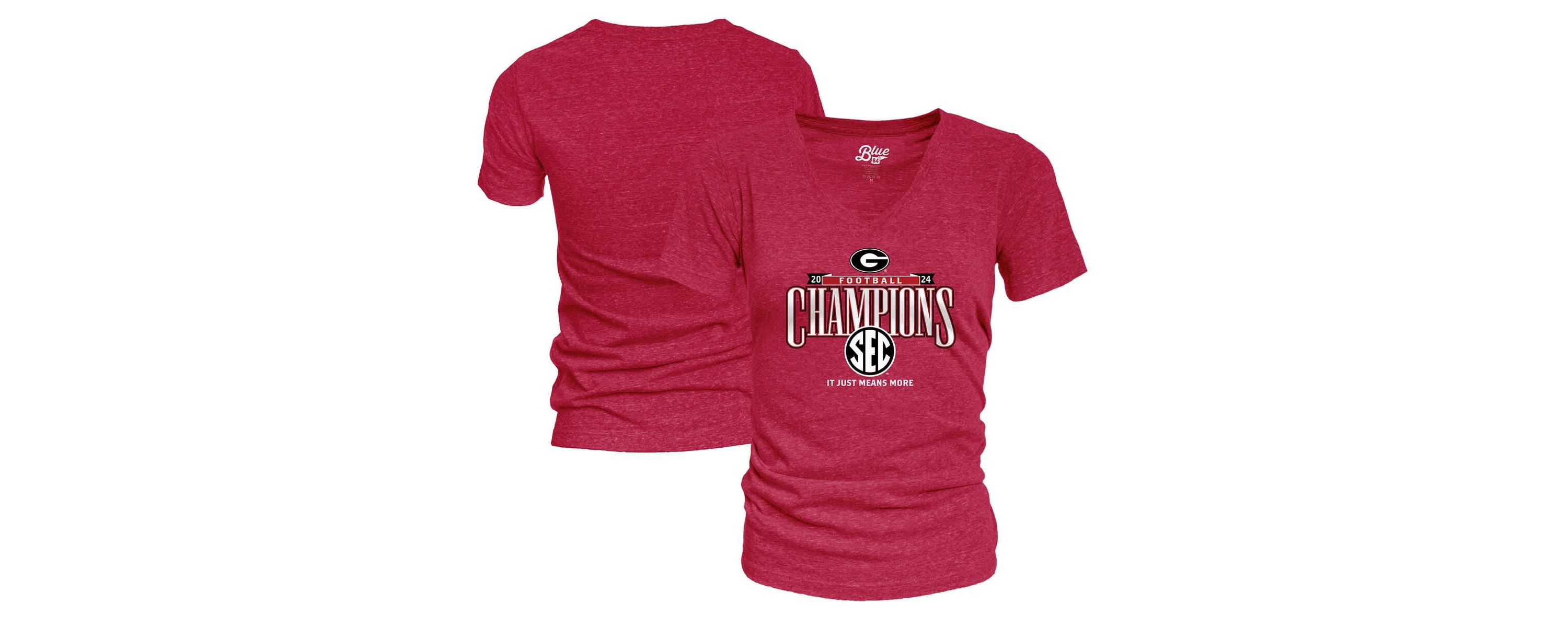 NCAA Georgia Bulldogs 2024 SEC Football Conference s Locker Room V-Neck T-Shirt