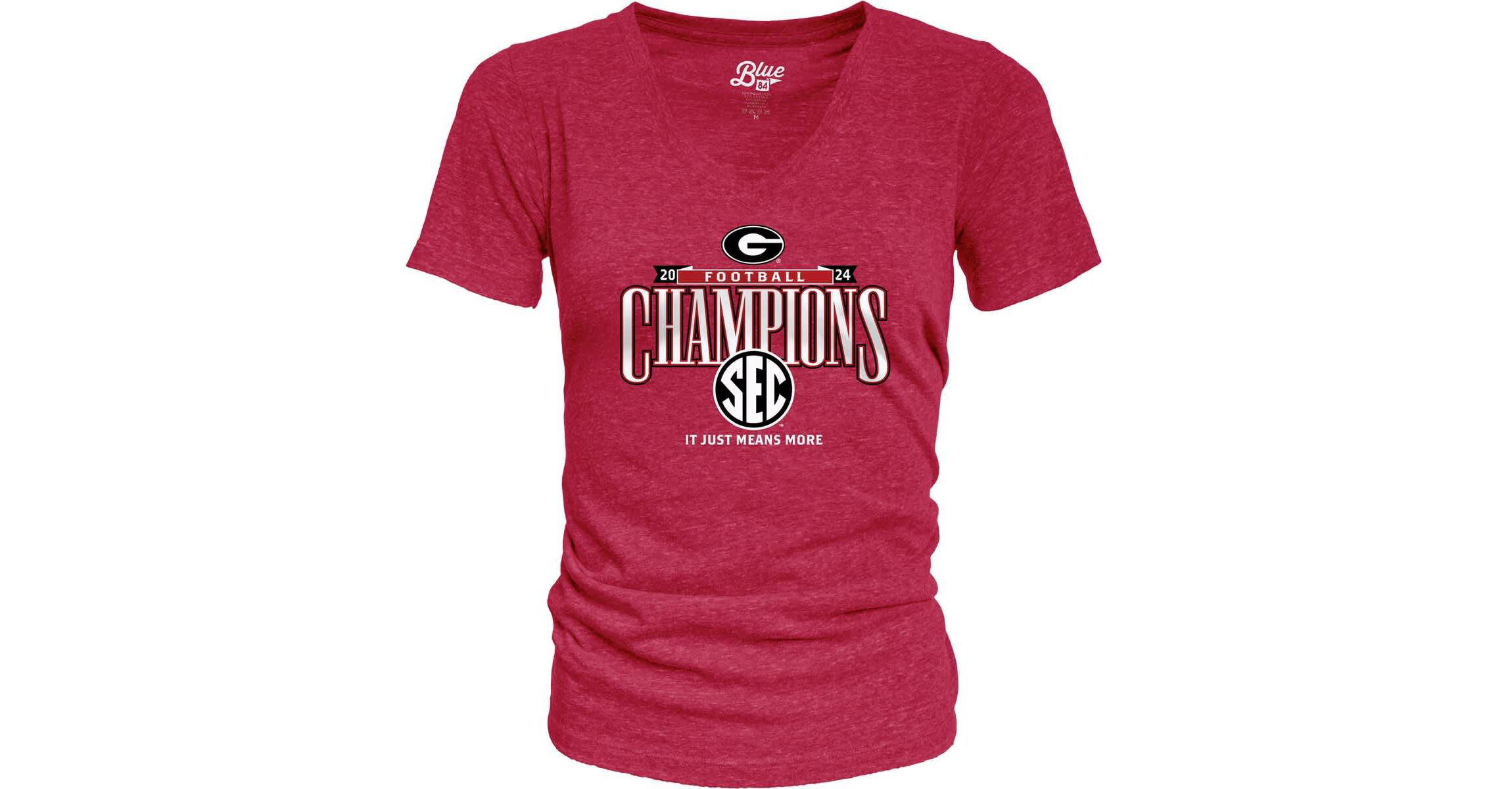NCAA Georgia Bulldogs 2024 SEC Football Conference s Locker Room V-Neck T-Shirt