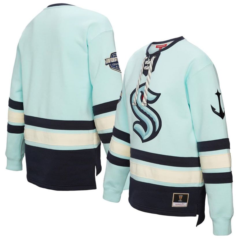 NHL Light Seattle Kraken Lace-Up Pullover Sweatshirt