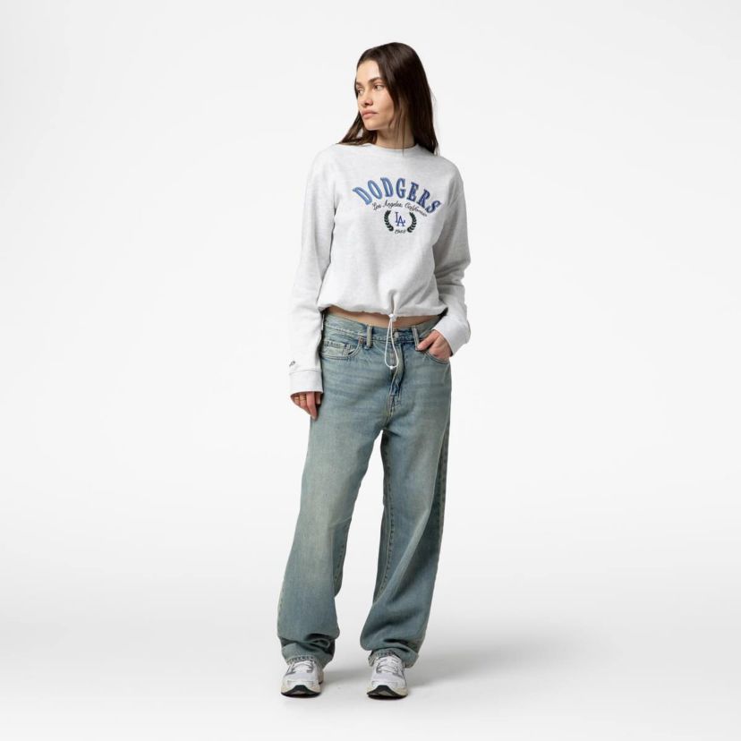 MLB Los Angeles Dodgers Cropped Toggle Pullover Sweatshirt