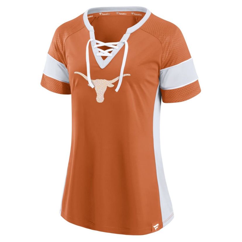 NCAA Fanatics Texas Texas Longhorns Unmasked Hero Block Party Athena Lace-Up Top
