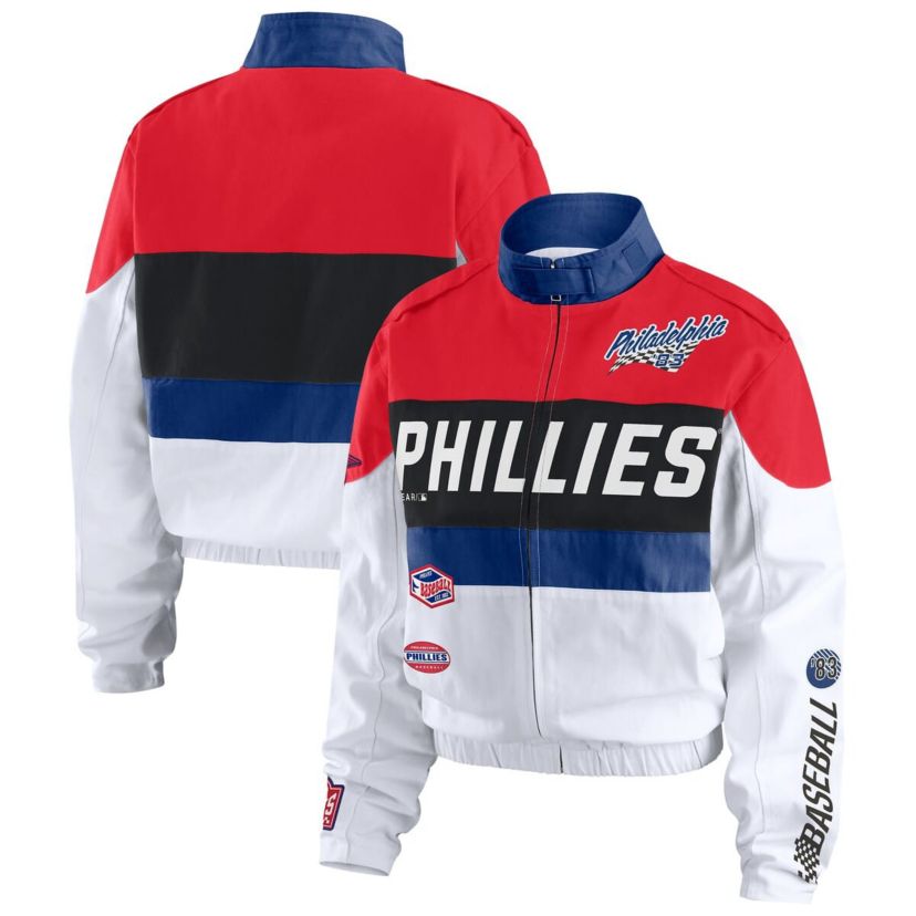 MLB Red/White Philadelphia Phillies Racing Full-Zip Jacket