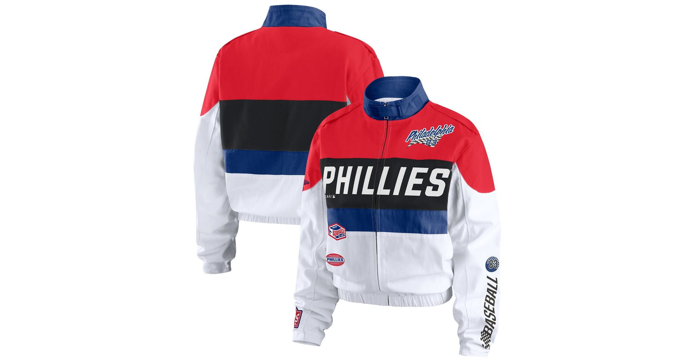 MLB Red/White Philadelphia Phillies Racing Full-Zip Jacket