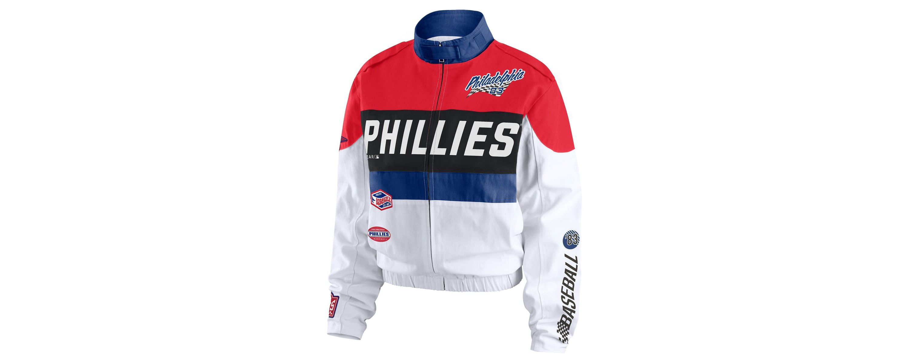 MLB Red/White Philadelphia Phillies Racing Full-Zip Jacket