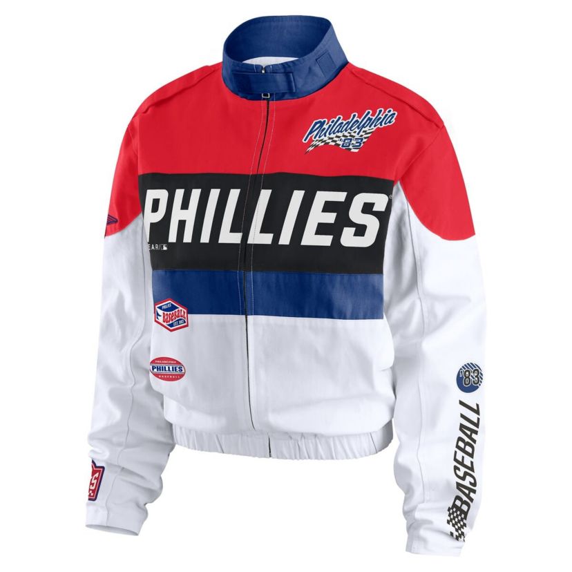 MLB Red/White Philadelphia Phillies Racing Full-Zip Jacket