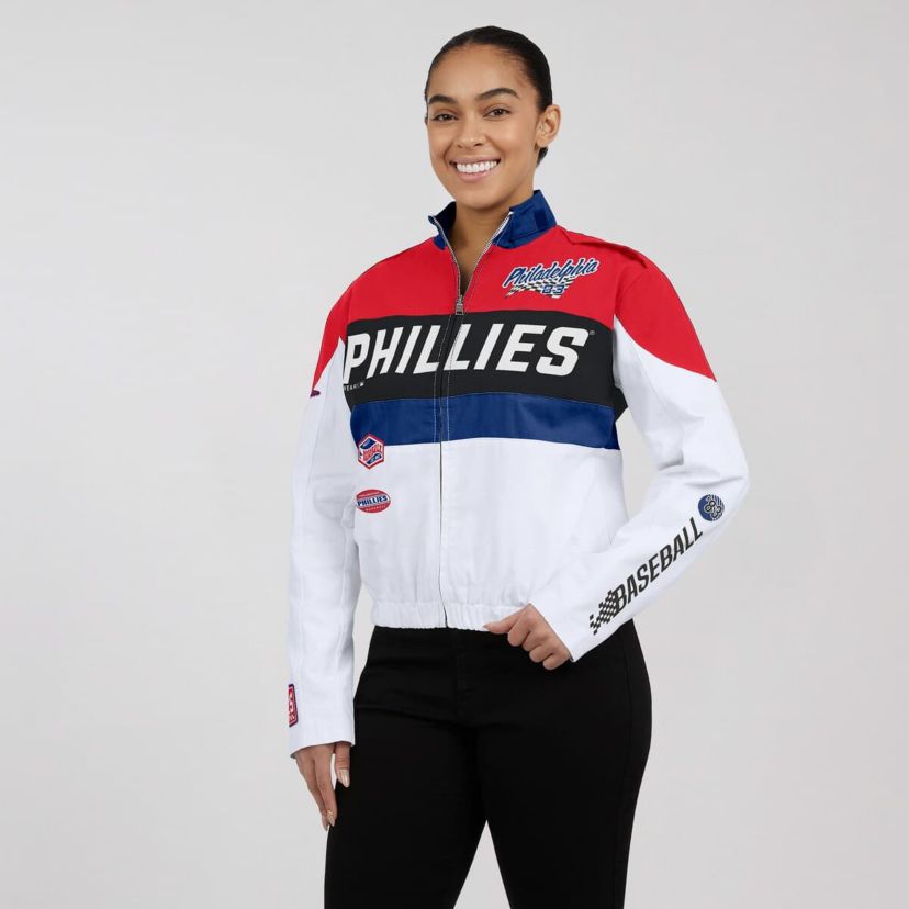 MLB Red/White Philadelphia Phillies Racing Full-Zip Jacket