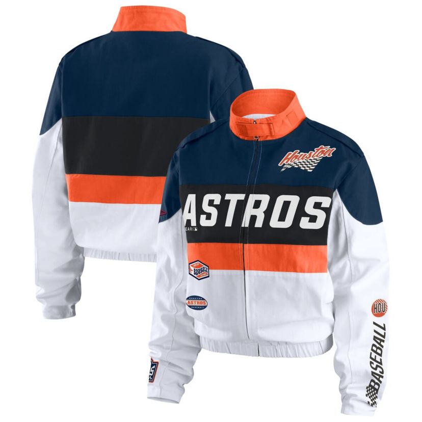 MLB Orange/White Houston Astros Racing Full-Zip Jacket